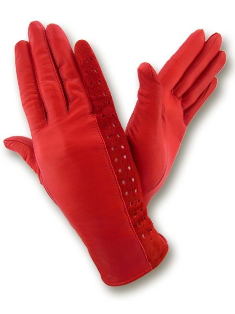

Перчатки женские GlovesUA Итальянская кожа+замша мод.053 р.8.5 красные