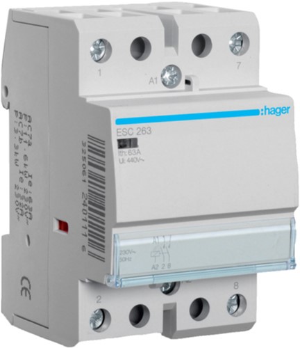 

Модульний контактор Hager ESC263S 230 В / 63 А 2НВ (безшумний)