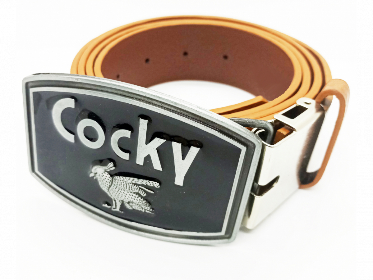 

Поясной ремень кожзам с пряжкой "Cocky" Коричневый