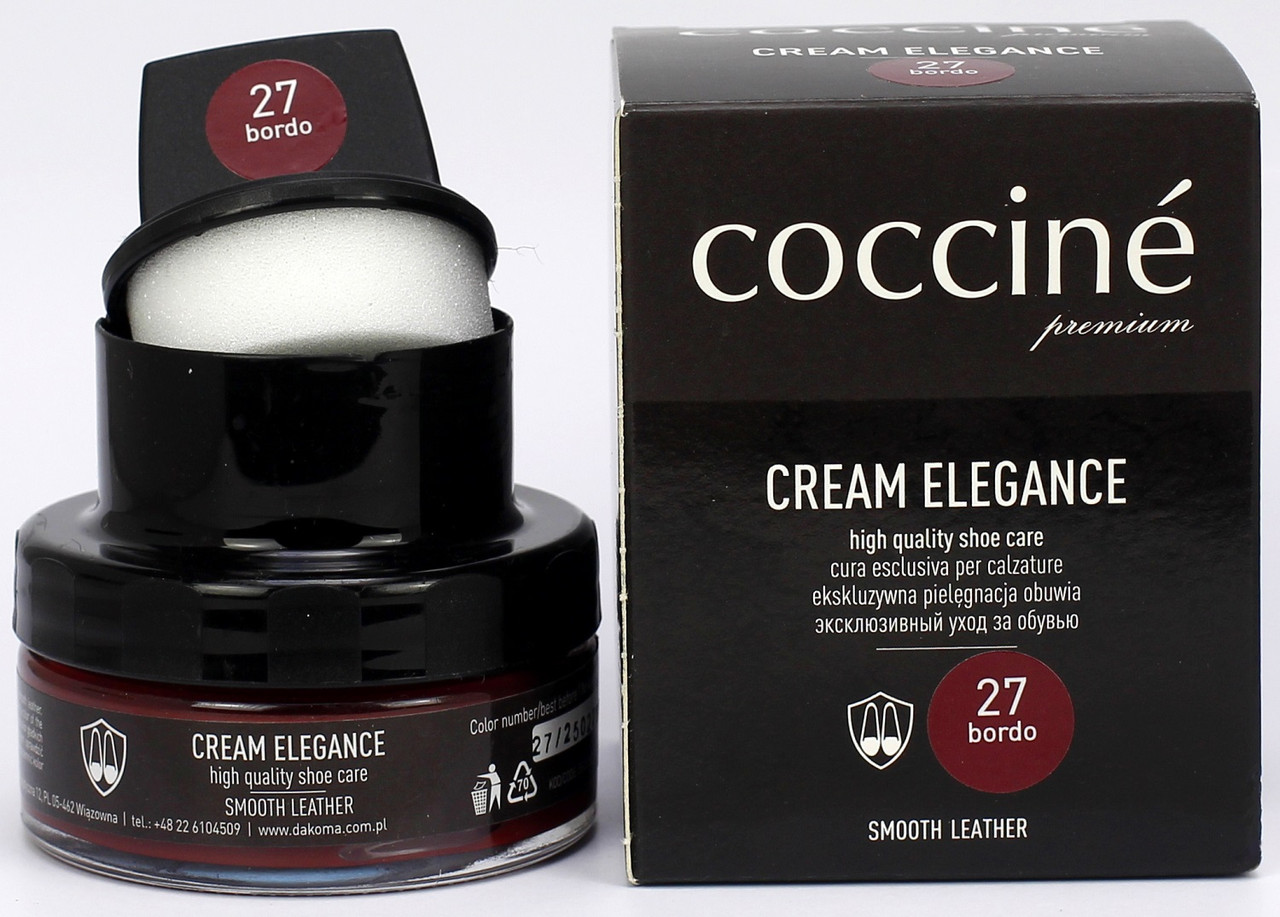 

Крем с губкой цвет Бордовый для гладкой кожи Cocciné Cream Elegance 50мл с/б