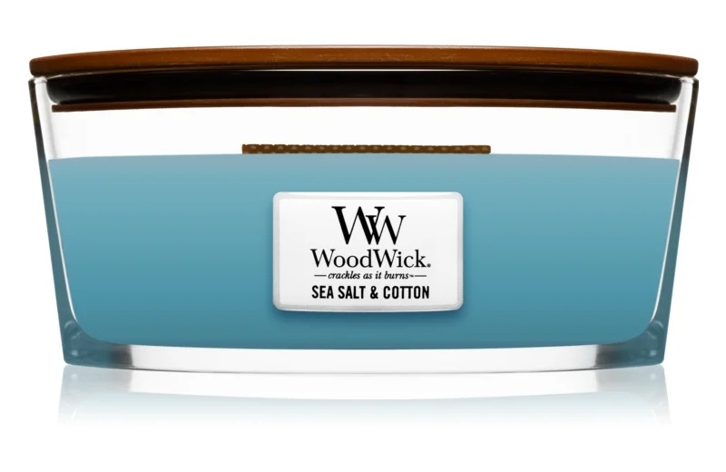 

Woodwick Sea Salt Cotton ароматизована свічка 453,6 гр з дерев'яним гнітом