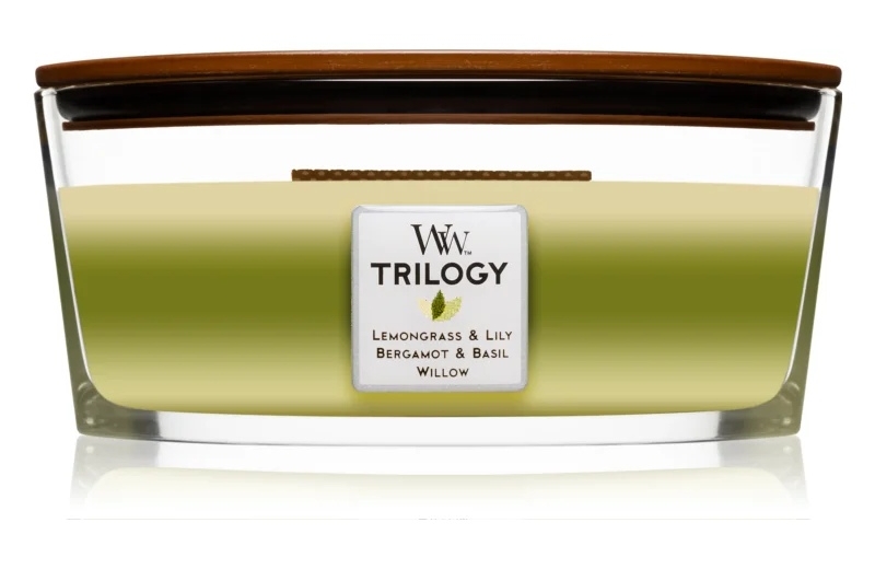 

Woodwick Trilogy Garden Oasis ароматизована свічка 453,6 гр з дерев'яним гнітом
