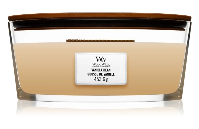 

Woodwick Vanilla Bean ароматизована свічка 453,6 гр з дерев'яним гнітом