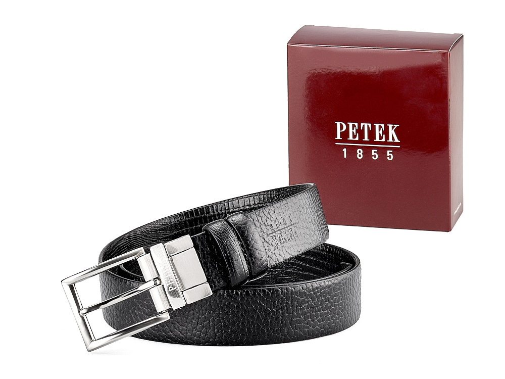 

Двухсторонний мужской ремень из натуральной кожи Petek 1855 3504109004 (041-01/046-01) чёрный