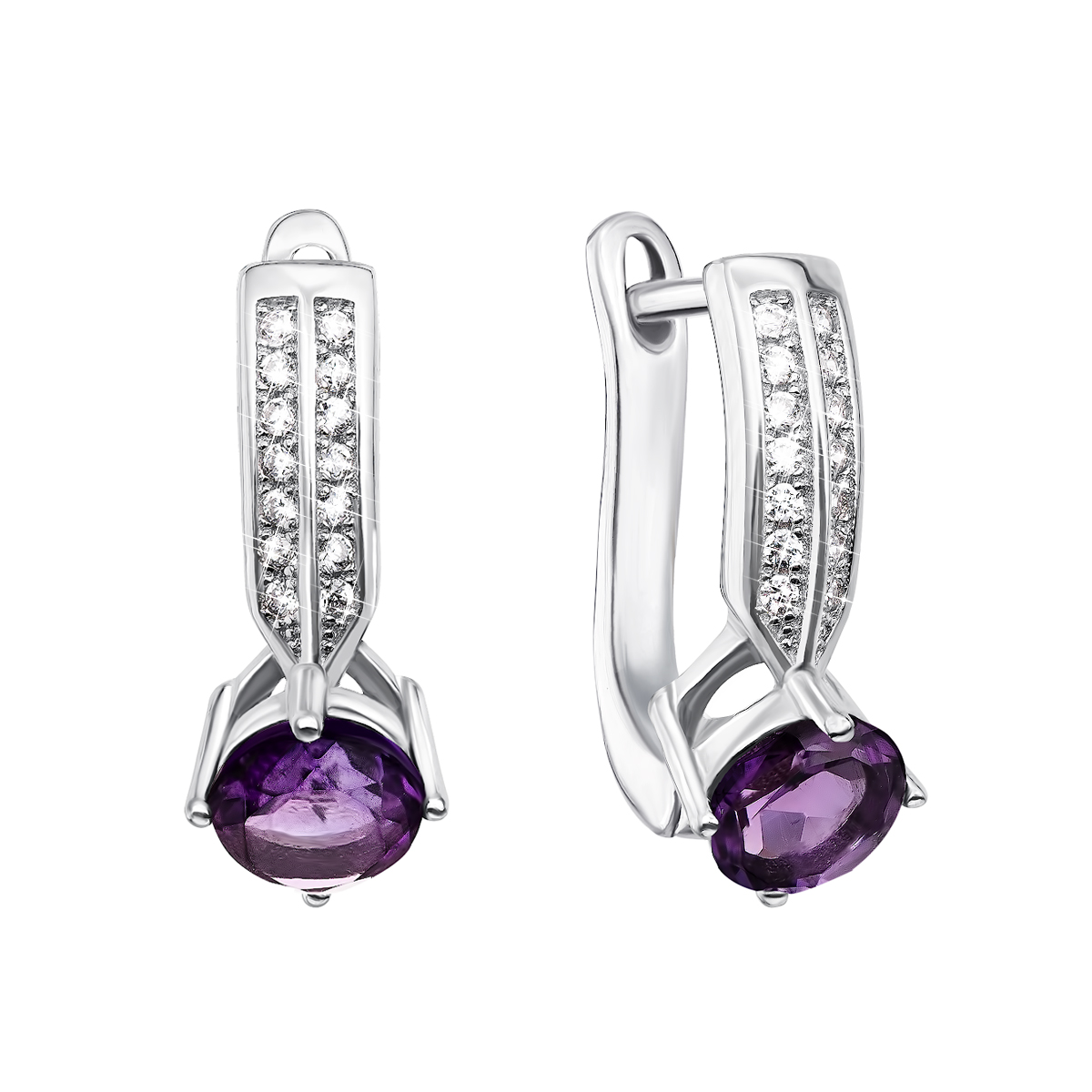 

Серебряные серьги с аметистом и фианитами Тд0018/ам-E