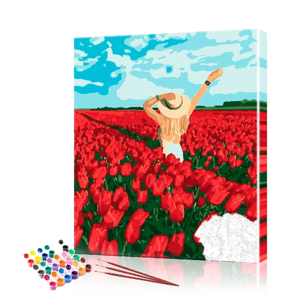 

Картина по номерам ArtSale "Девушка в тюльпанах" PBN0871 размер 40х50 см