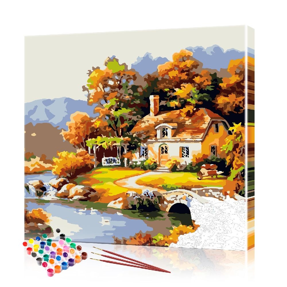 

Картина по номерам ArtSale "Дом у реки" PBN0759 размер 40х40 см