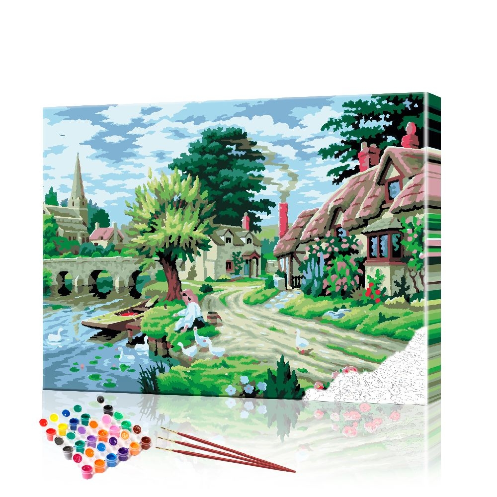 

Картина по номерам ArtSale "Домик у реки" PBN0593 размер 40х50 см