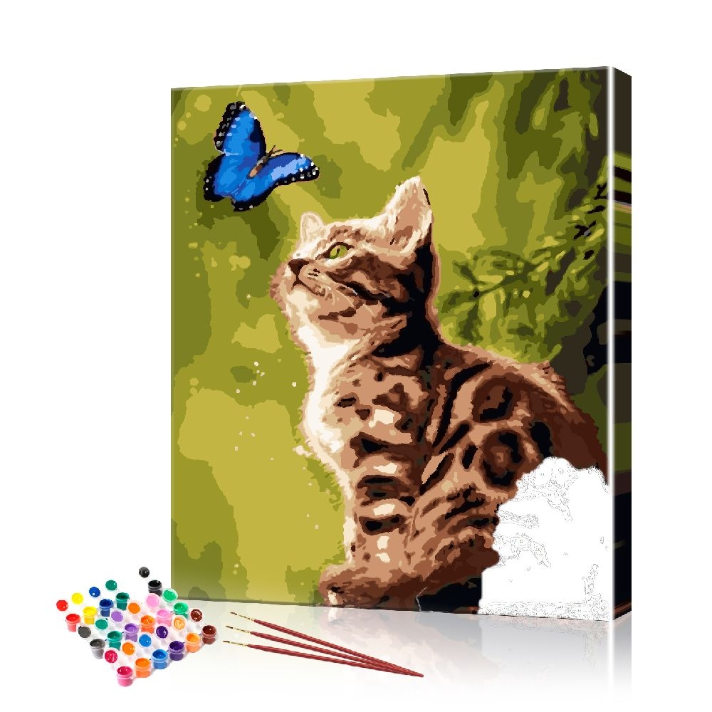 

Картина по номерам ArtSale "Котёнок и бабочка" PBN0923 размер 40х50 см