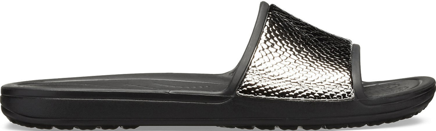 

Шлепанцы Crocs Sloane MetalText Slide 205737-0FG-W7 37-38 23.8 см Черный с серебристым