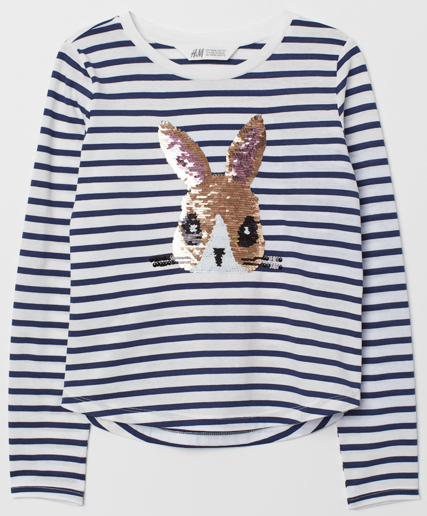 

Футболка с длинными рукавами H&M 06827388 170 см Сине-белая