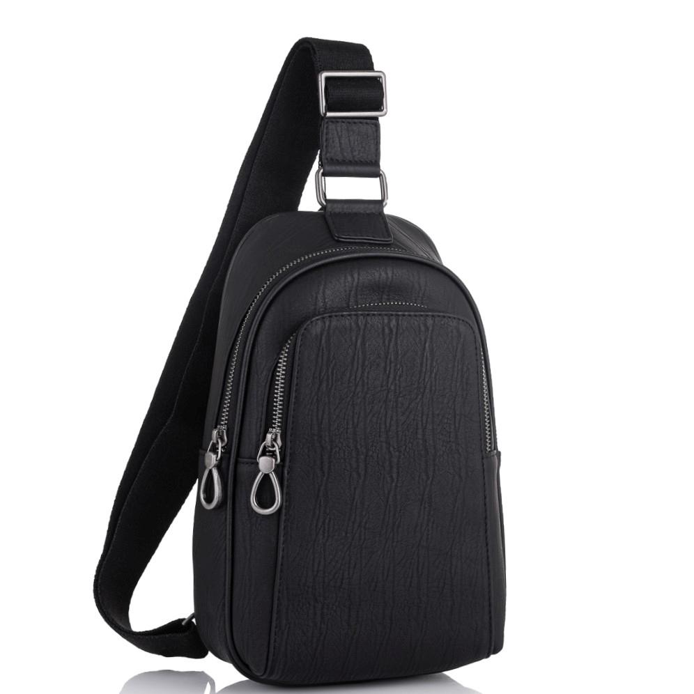 

Мужская кожаная сумка-слинг черная Tiding Bag TDNGBGSM8-825A