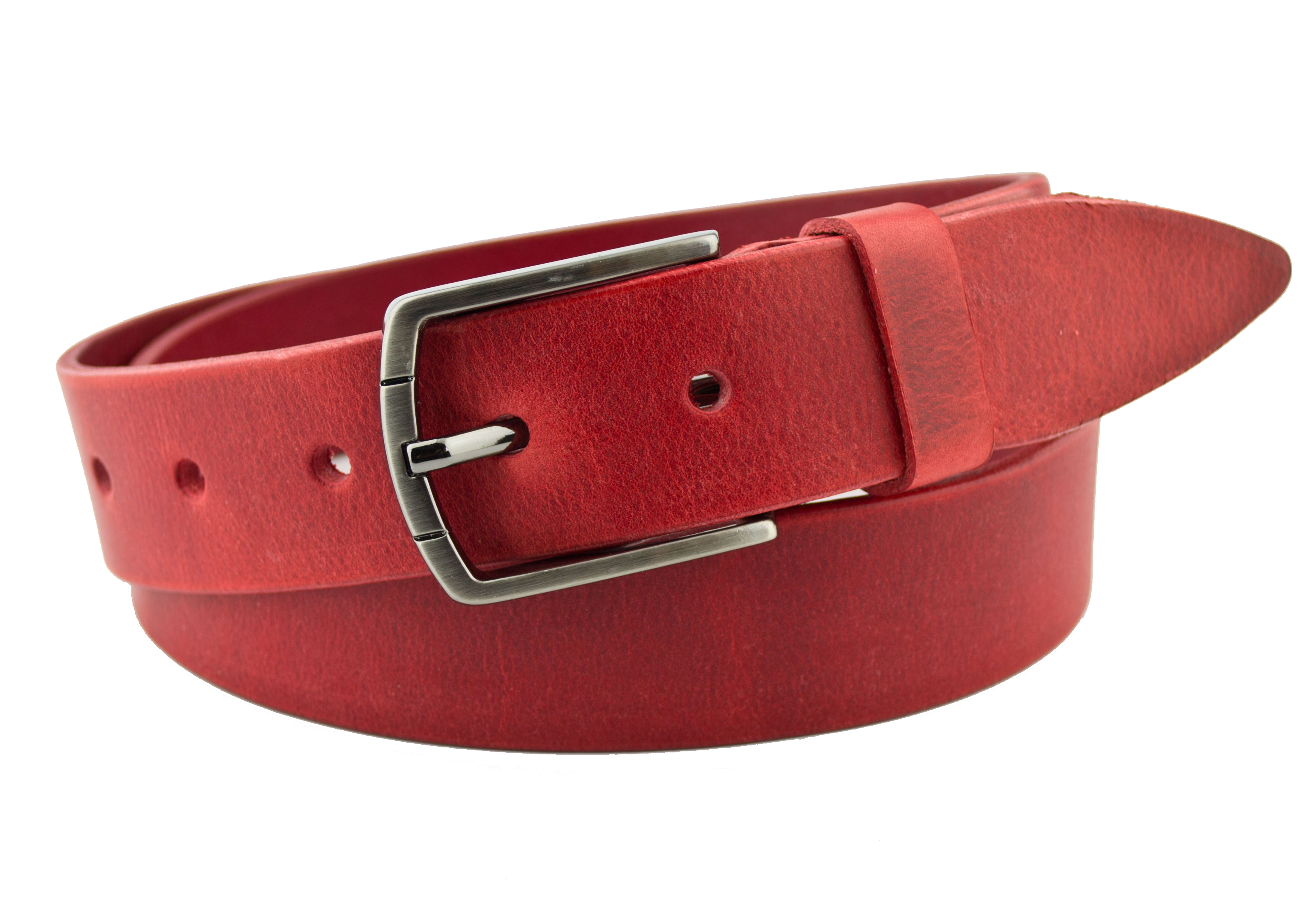 

Мужской кожаный ремень Real Leather 4 см для джинсов красный 110 см-135 см
