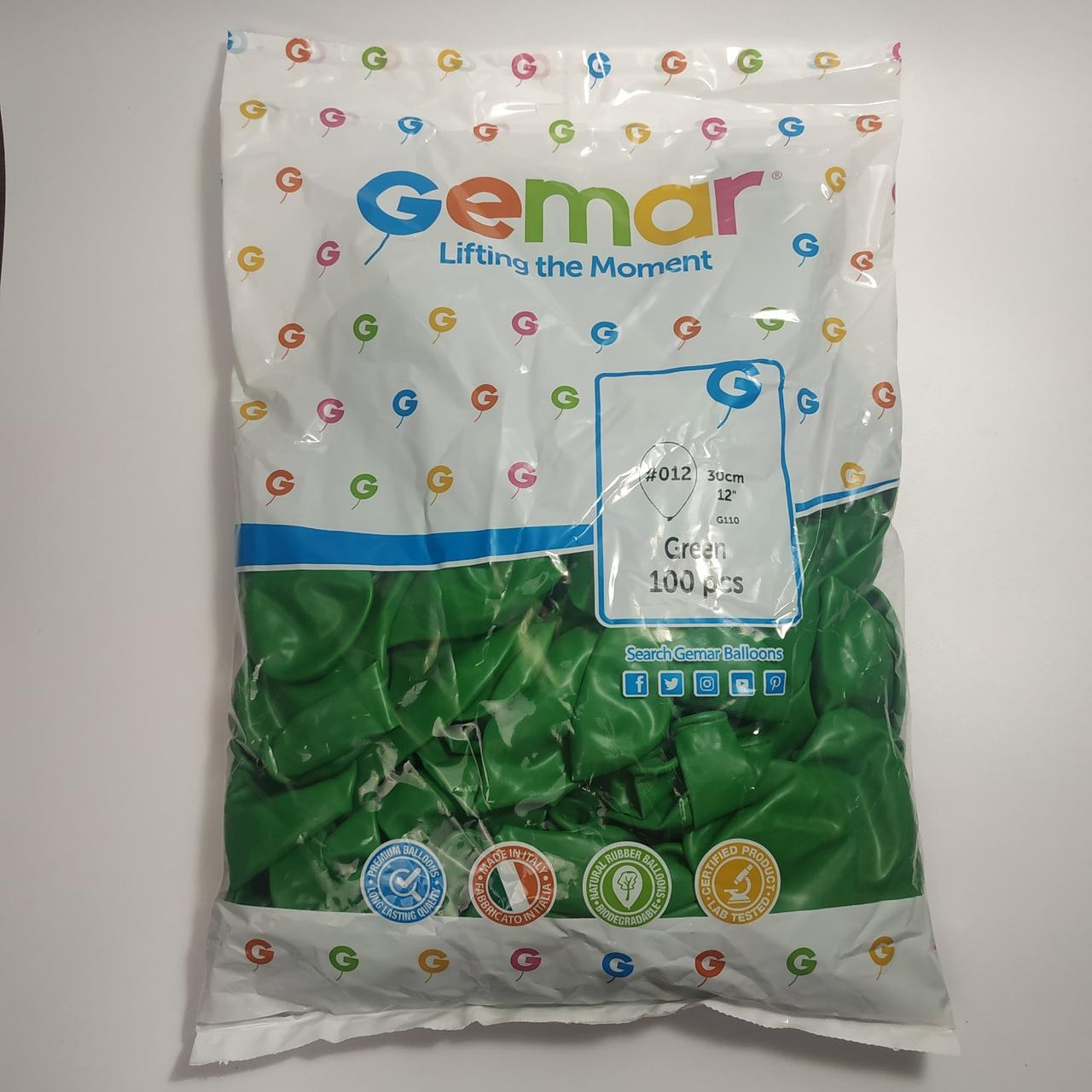 

Воздушные шары Gemar пастель 12"(30 см) зеленый 100 шт