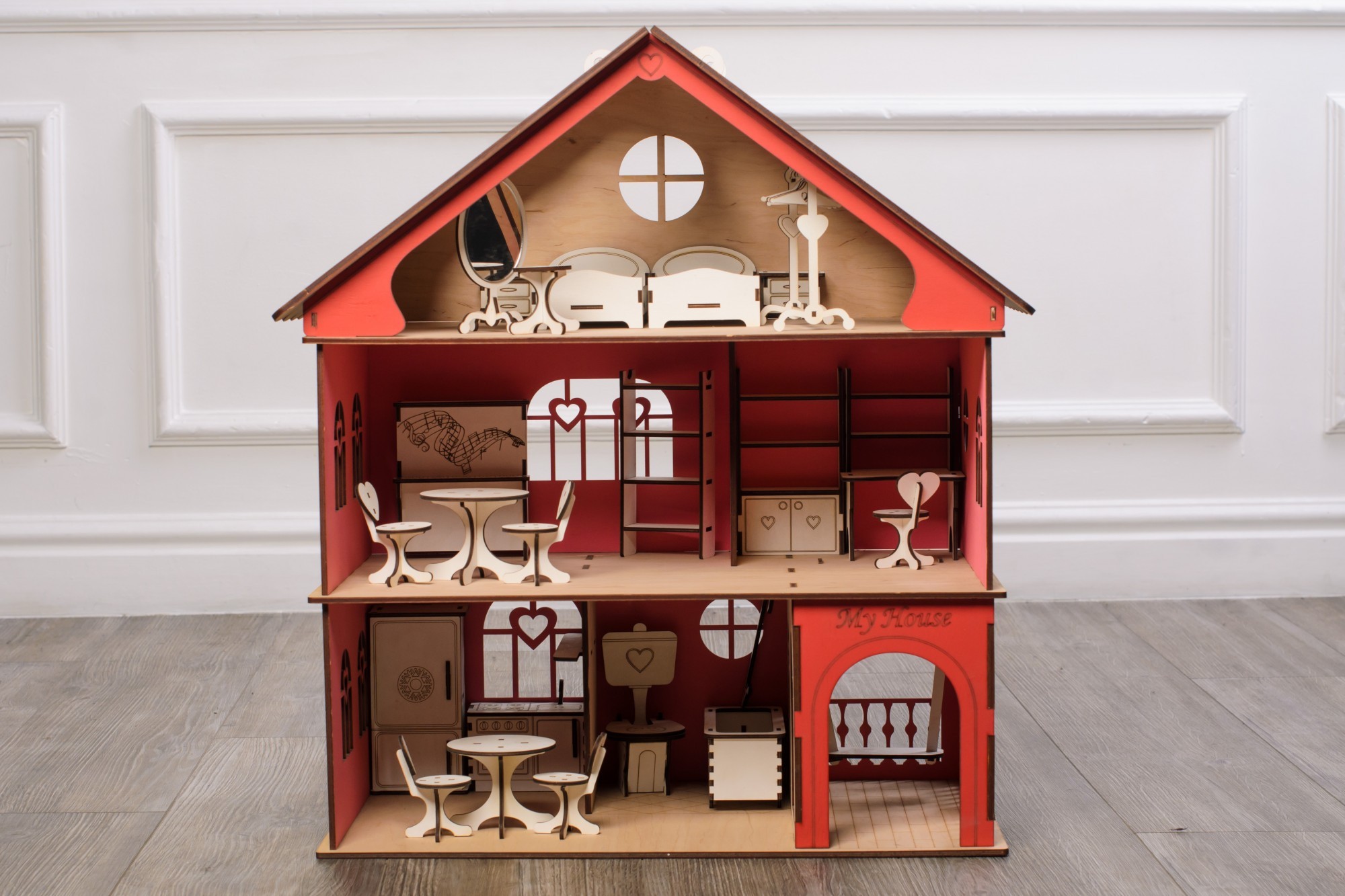 

Дом для кукол большой Wooden Gifts крашеный + мебель