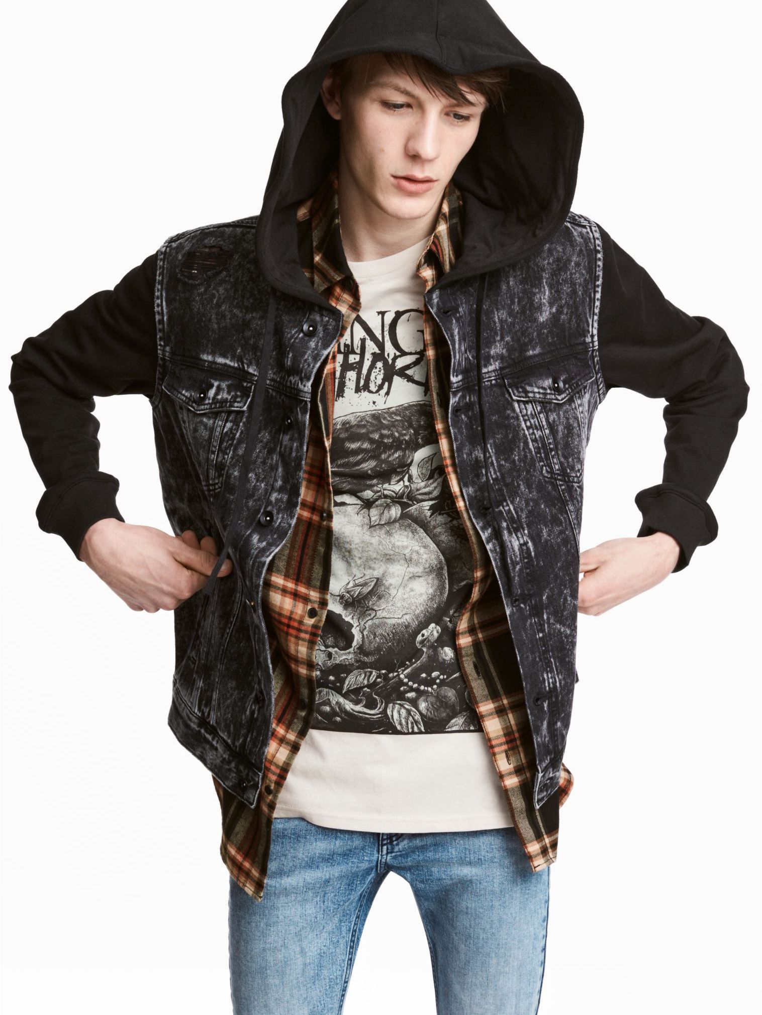 

Джинсовая куртка H&M 4476695  Черная, Джинсовая куртка H&M 4476695 XS Черная