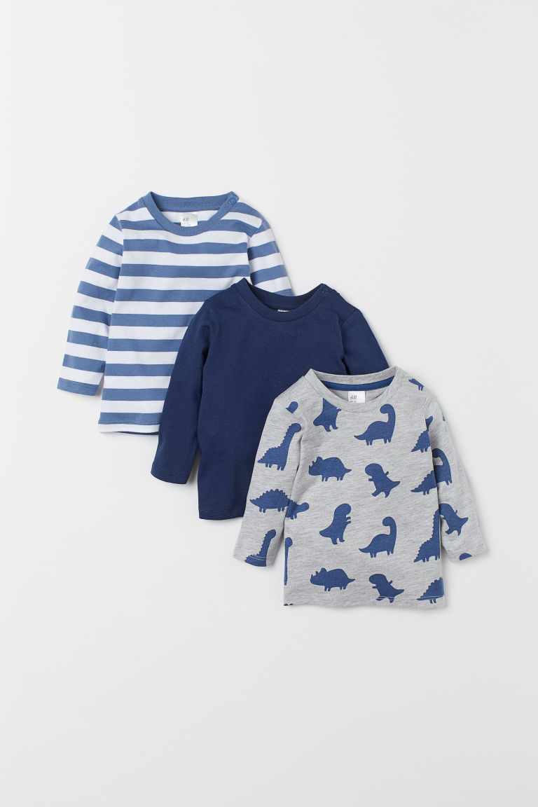 

Футболки с длинными рукавами (3 штуки) H&M Р71073 68 см Синий/ Динозавры (P-100554)