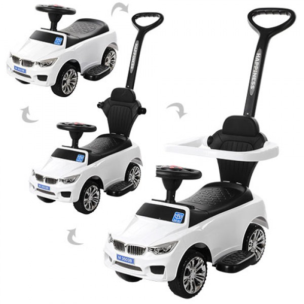 

Каталка-толокар BMW Bambi с бампером и родительской ручкой белый (M 3503B-1)