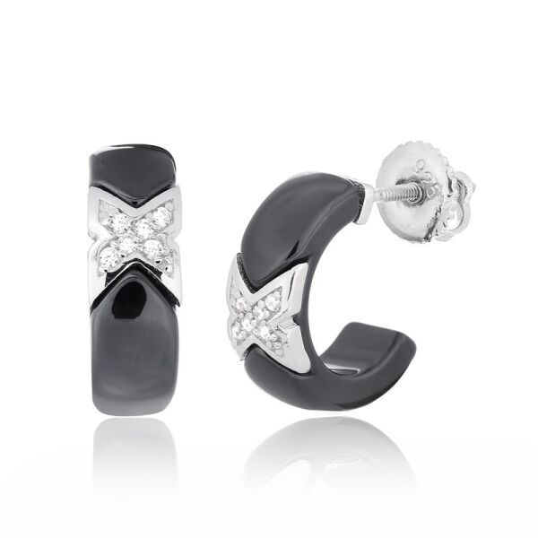 

Серебряные серьги с керамикой и фианитами С2ФК/1000