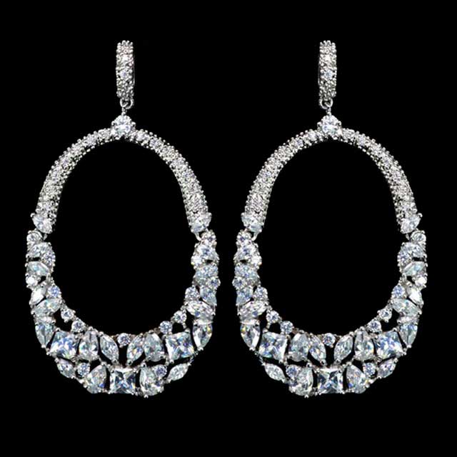 

Серьги Большой овал DiaDemaGrand Серебряный с белым камнем (011531255-15-2)
