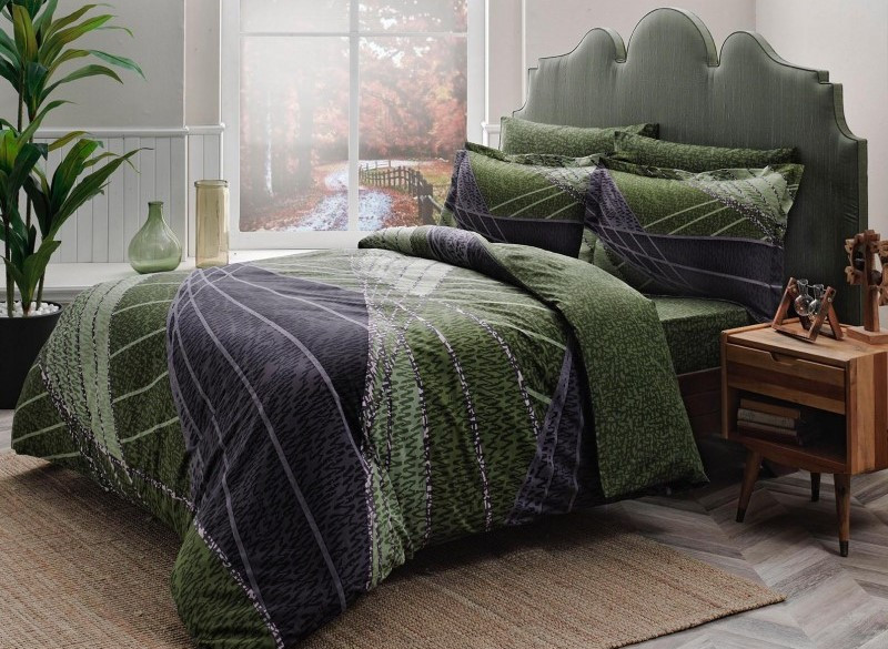 

Постельное белье Tac Borneo green Сатин-Delux Евро