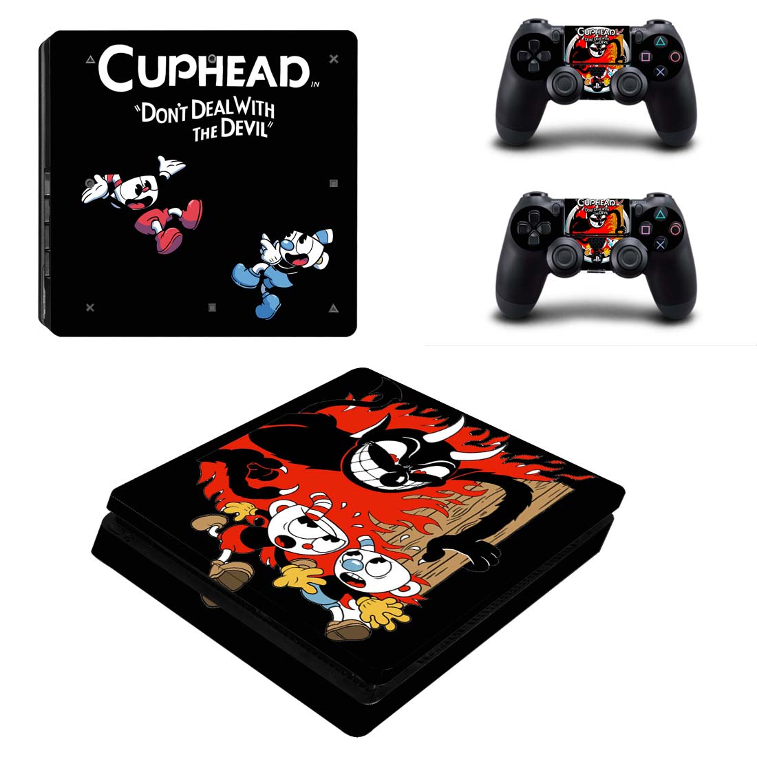 

Виниловые наклейки на PS4 SLIM и Dualshock Cuphead Sony PlayStation 4 Slim игровая консоль Skin (PV2024)