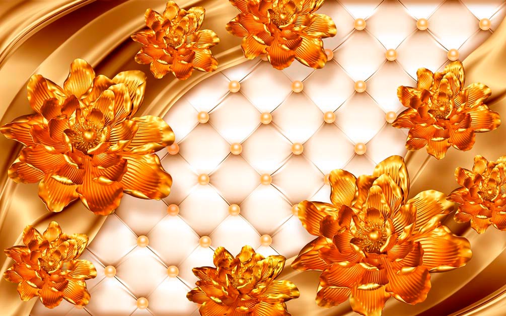 

Фотообои Сhameleons Золотые объемные цветы (19305)