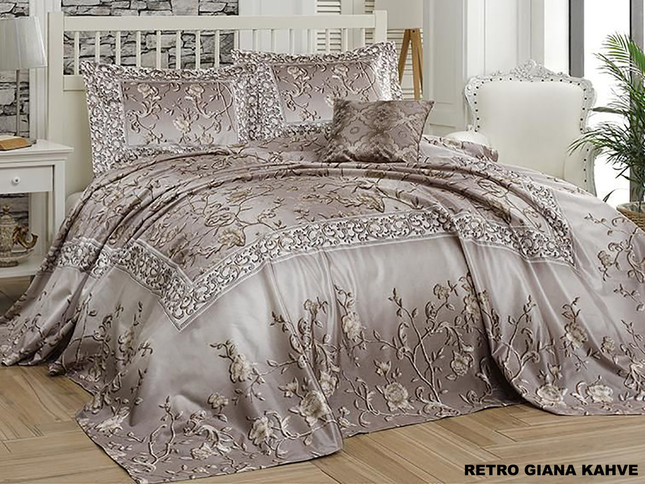 

Покрывала на кровать "First Choice" Retro Giana kahve 240*260+2нав. 50*70+1нав. 40*40