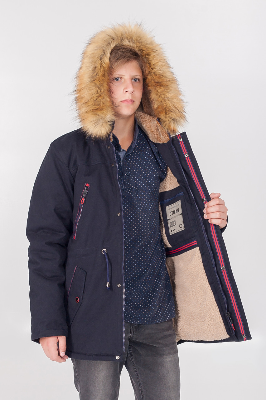 

Парка детская на мальчика зима синяя Otman 44 размер M-35