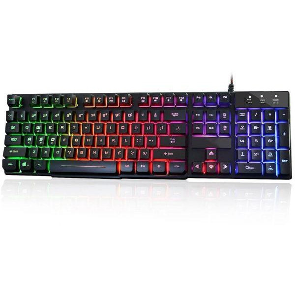 

USB проводная компьютерная клавиатура Ukc ZYG 800 с Rgb led подсветкой black