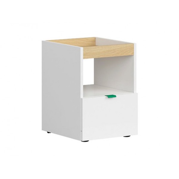 

Тумба мобильная NT1S в детскую из ДСП Princeton BRW (Black Red White) Польша Цвет ручек Зелёный