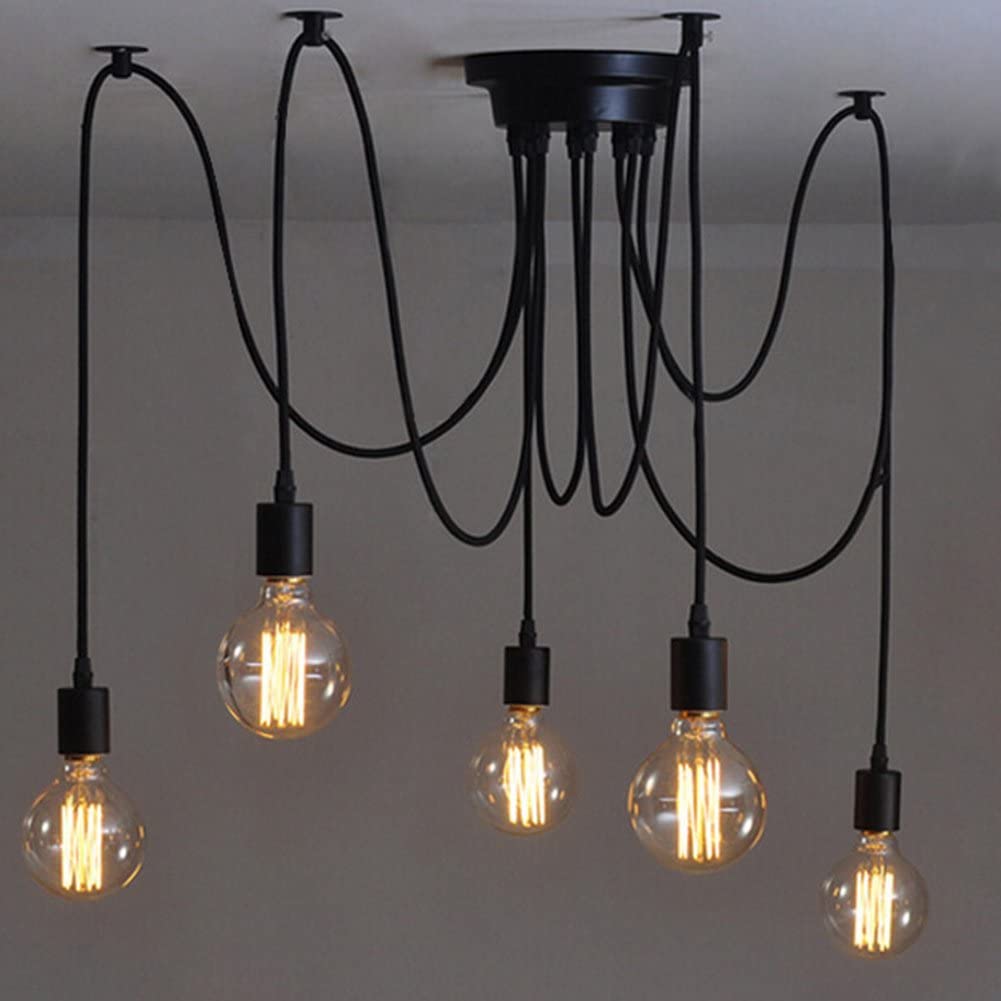

Ретро лофт люстра потолочная Паук Edison Е27 на 5 подвесов