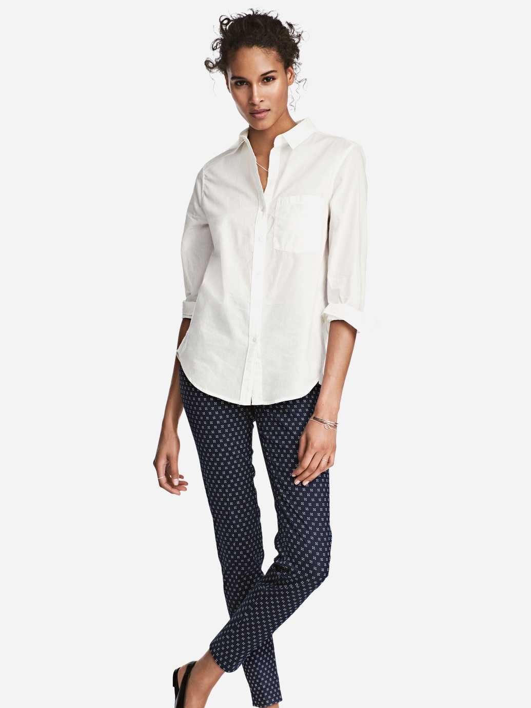

Брюки H&M 0434635_т.син.узор 40 Темно-синие
