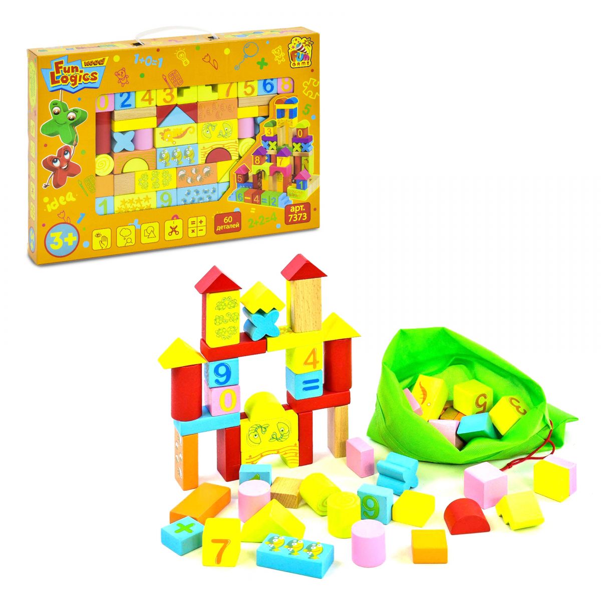 

Деревянный конструктор 60 деталей Fun Game (7373) (58733)