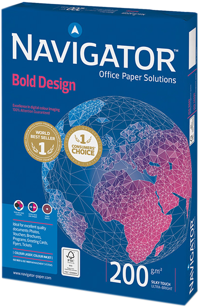 

Бумага Navigator Bold Design А4 200 г/м² класс А 150 листов Белая (5602007989477)