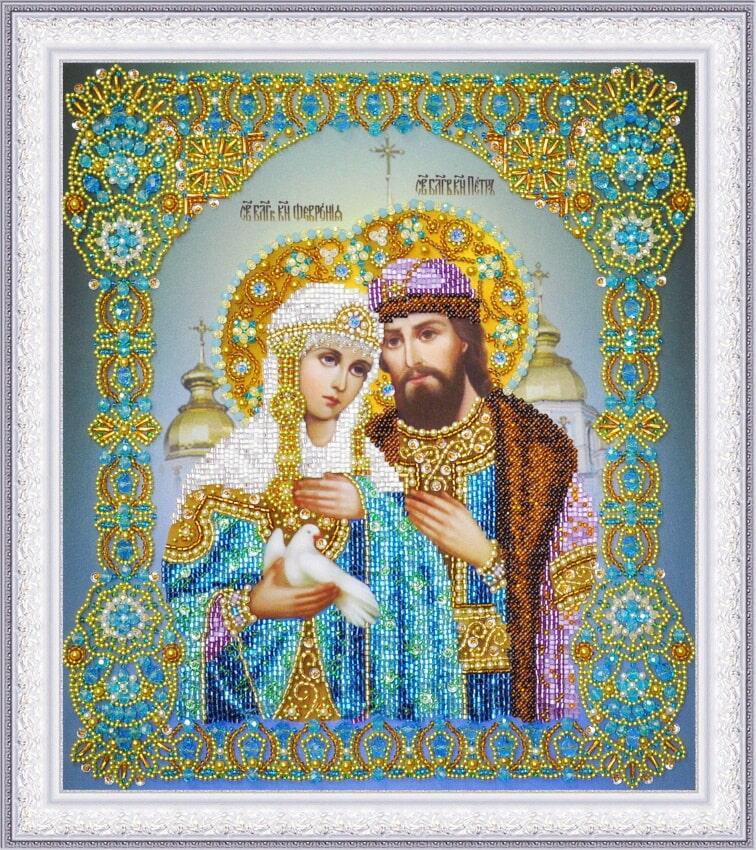 

Картины бисером Икона Святые Петр и Феврония (Р-406)