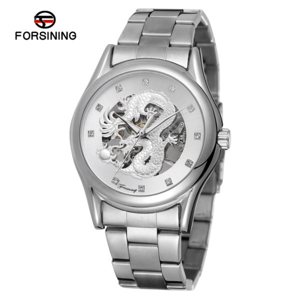 

Мужские часы Forsining Dragon Silver Steel