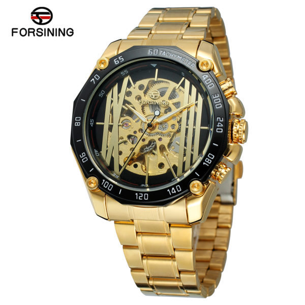 

Мужские часы Forsining Lines Black Skeleton