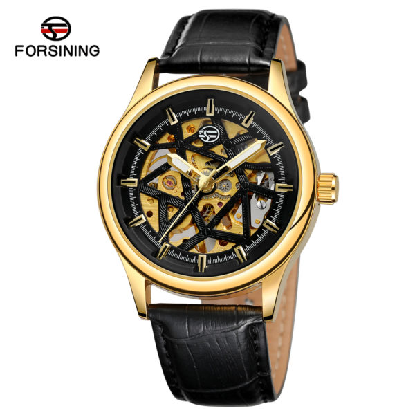 

Мужские часы Forsining Arrow Black Skeleton