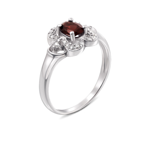 

Серебряное кольцо с гранатом и фианитами 17 размер 1662/9р-GAR