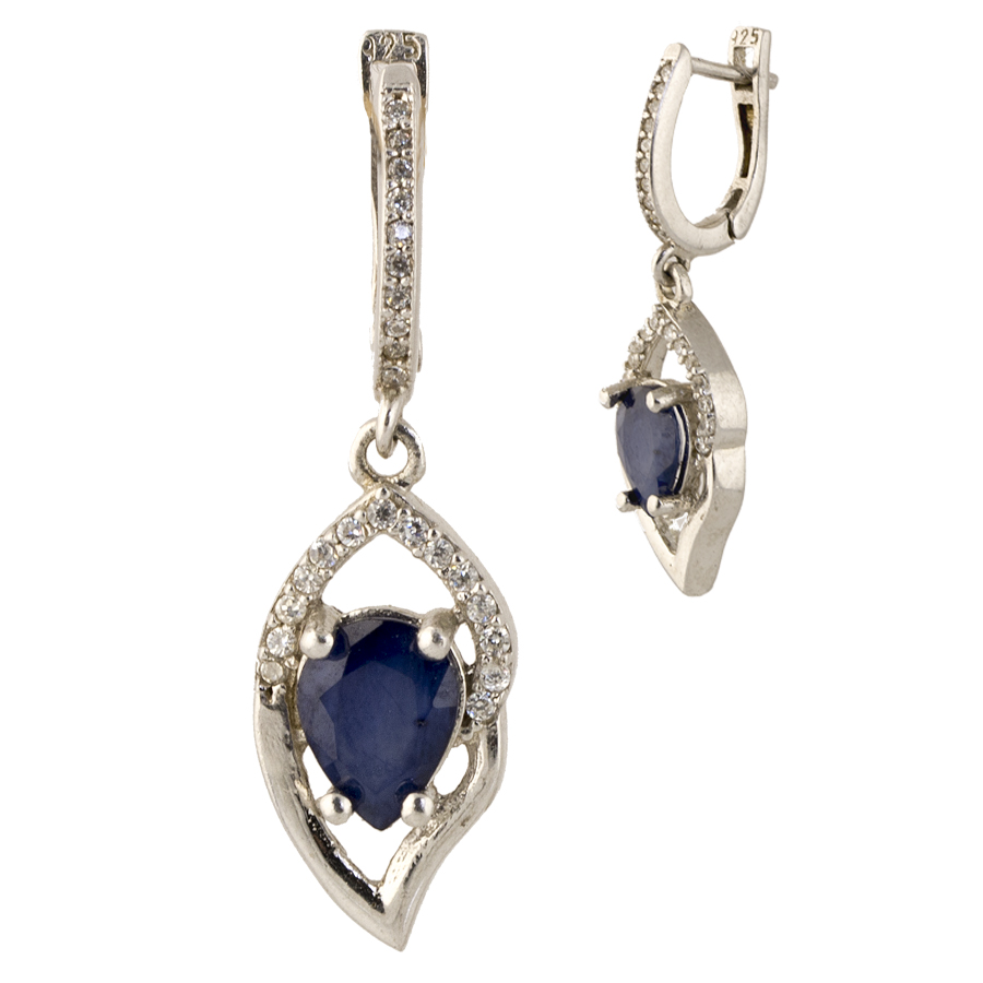 

Серебряные серьги SilverLine с натуральным сапфиром