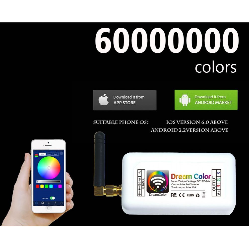 

Беспроводной мини RGB контроллер с антенной для LED ленты Mi-Light 1шт WIFI-RGB-CON-3CH-4A