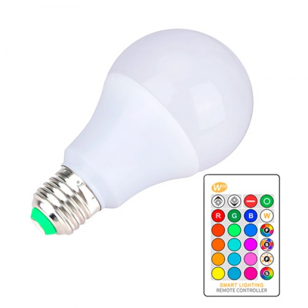 

Светодиодная E27 LED RGB 10Вт лампа, 16 цветов с пультом ДУ