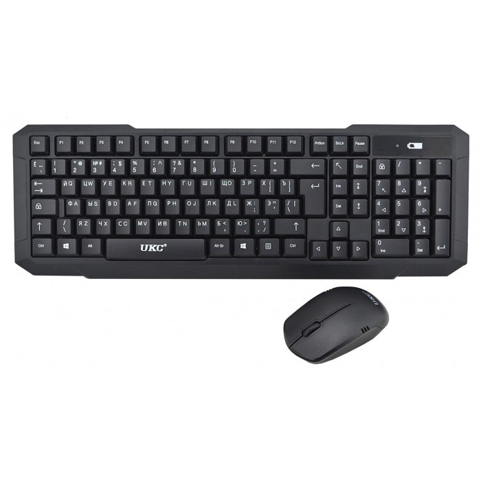 

Русская беспроводная клавиатура + мышка HK 118 черный (45053)