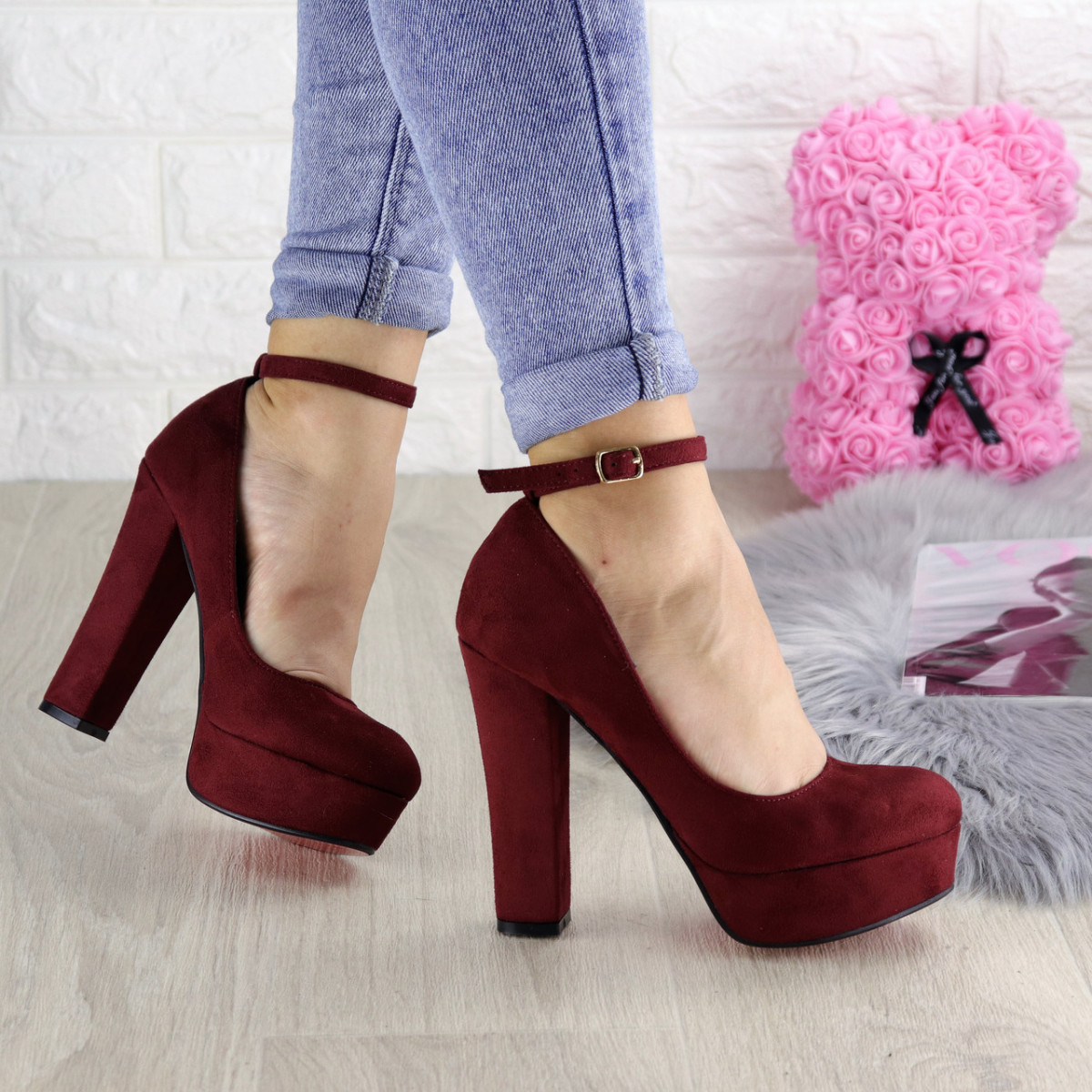 

Туфли Shoes женские на каблуке бордовые Marshall 1299 38 р