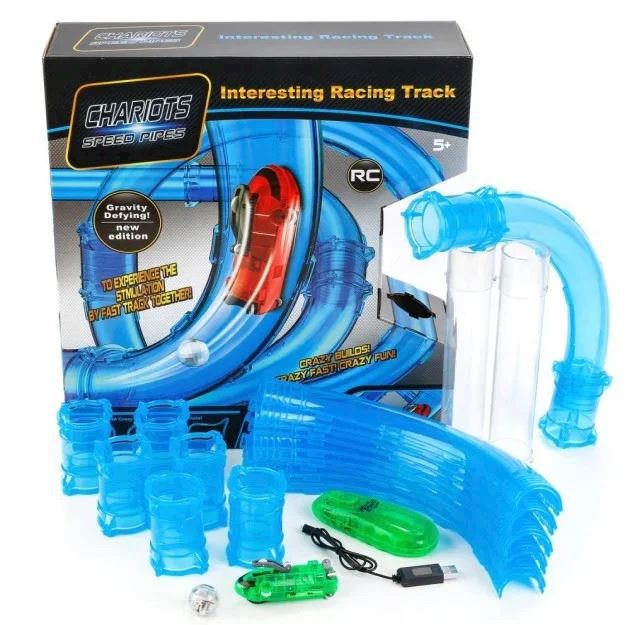 

Трубопроводный автомобильный трек автотрек в трубе гонки Chariots Speed Pipes As Seen On TV 27 деталей 5286