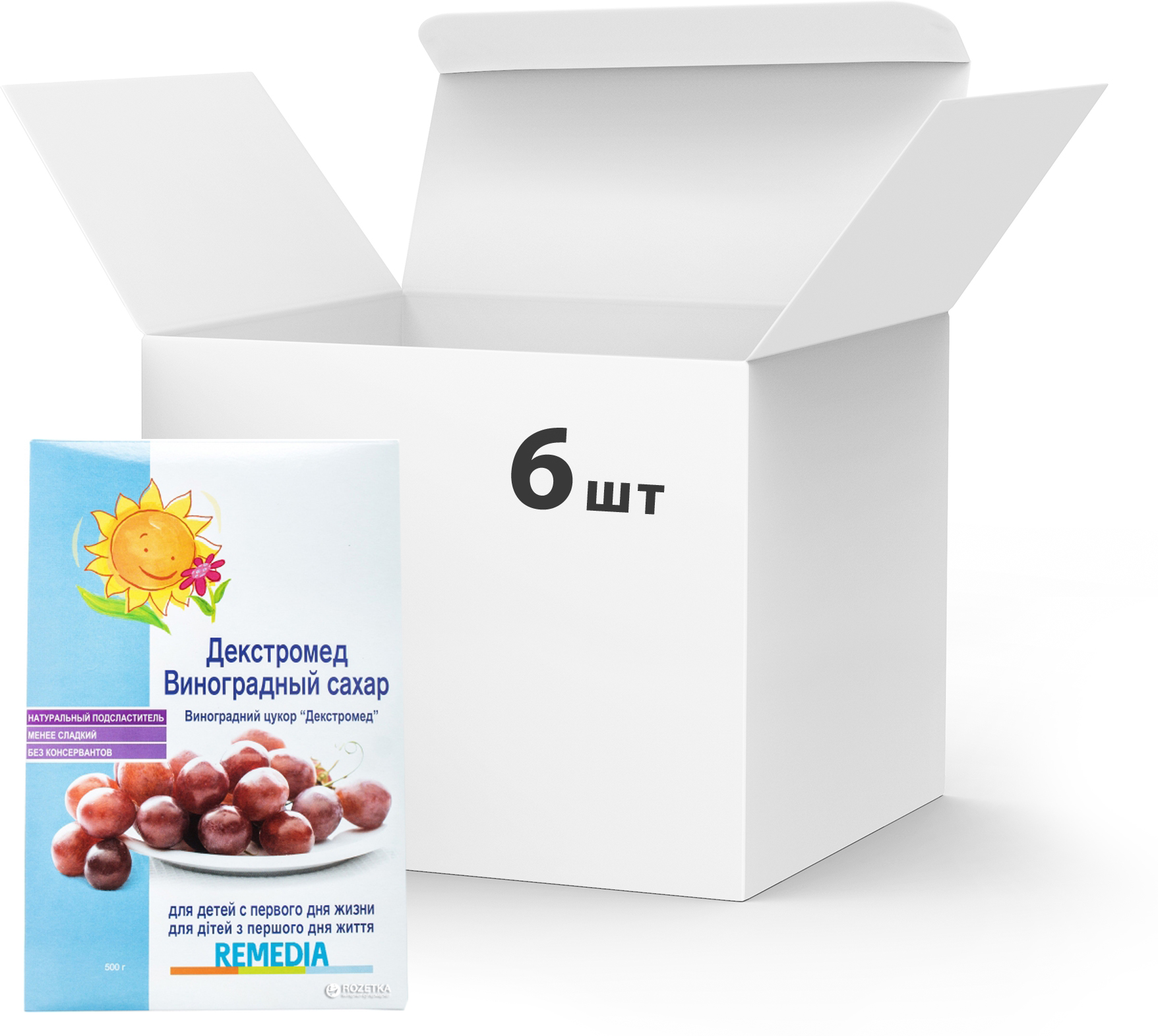 Акция на Упаковка сахара виноградного Remedia Декстромед 500 г х 6 шт (27290000021540) от Rozetka UA