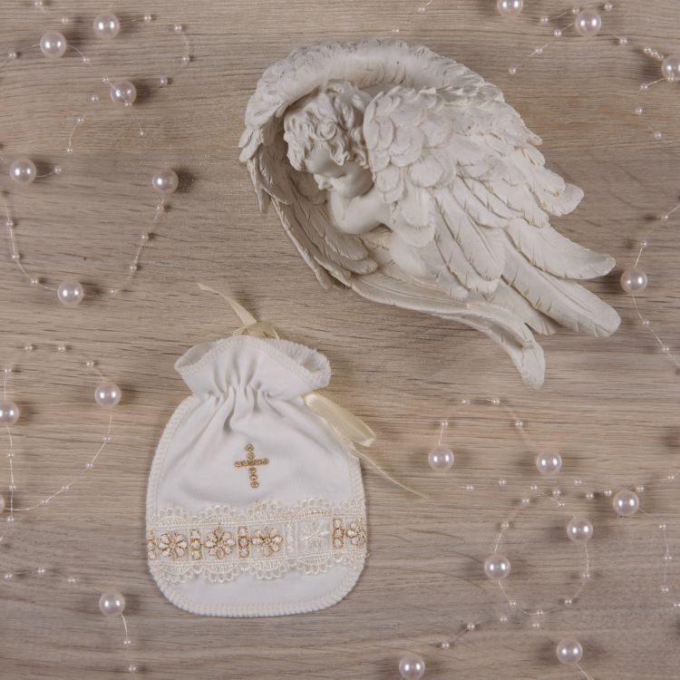 

Мішечок BetiS "Голд" аксесуар для хрещення 100% бавовна Молочний Інтерлок 27081849