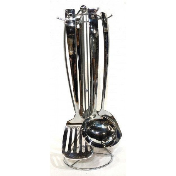 

Кухонный набор из 7 предметов на подставке из нержавеющей стали Benson BN-453 Металлические принадлежности для готовки