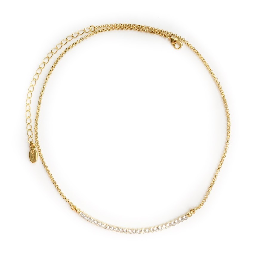 

Колье Colibra с тонкой вставкой из кристаллов Swarovski и в позолоте 24 карата C7926Au, длина 40 - 47 см